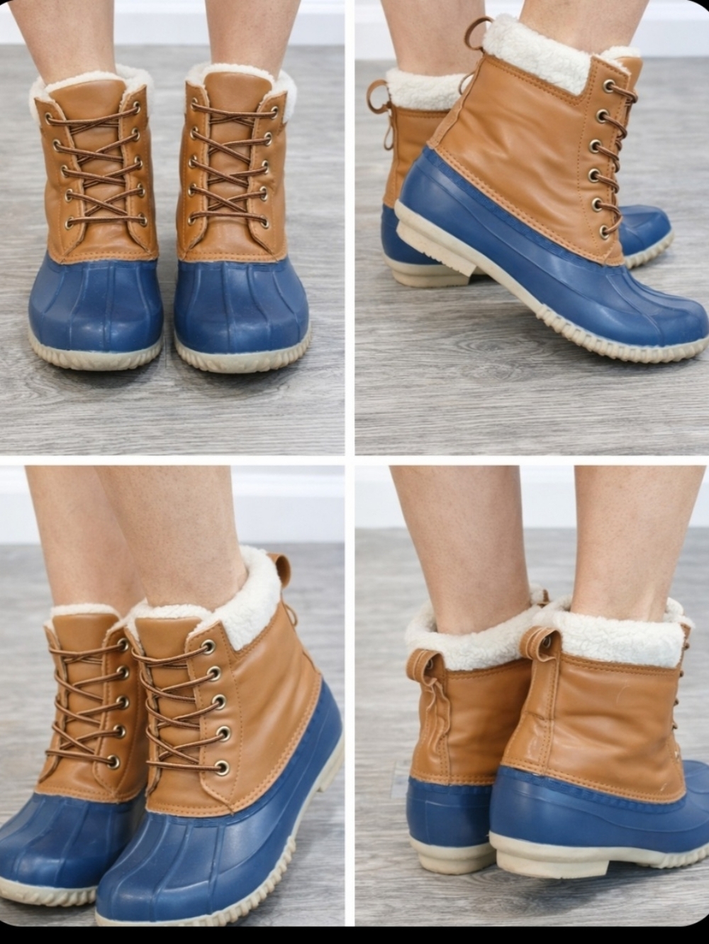 Women's Winter & Rain Boots - Blue and Tan - Picture 3 of 3